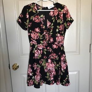 NWOT* Current Project - Black Floral lace up dress
